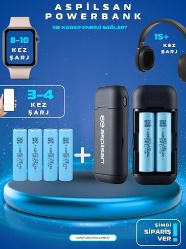Aspilsan Powerbank + 4 Adet A28 Pil