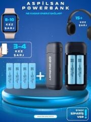 Aspilsan Powerbank + 4 Adet A28 Pil