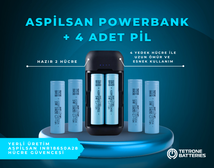 Aspilsan Powerbank + 4 Adet A28 Pil