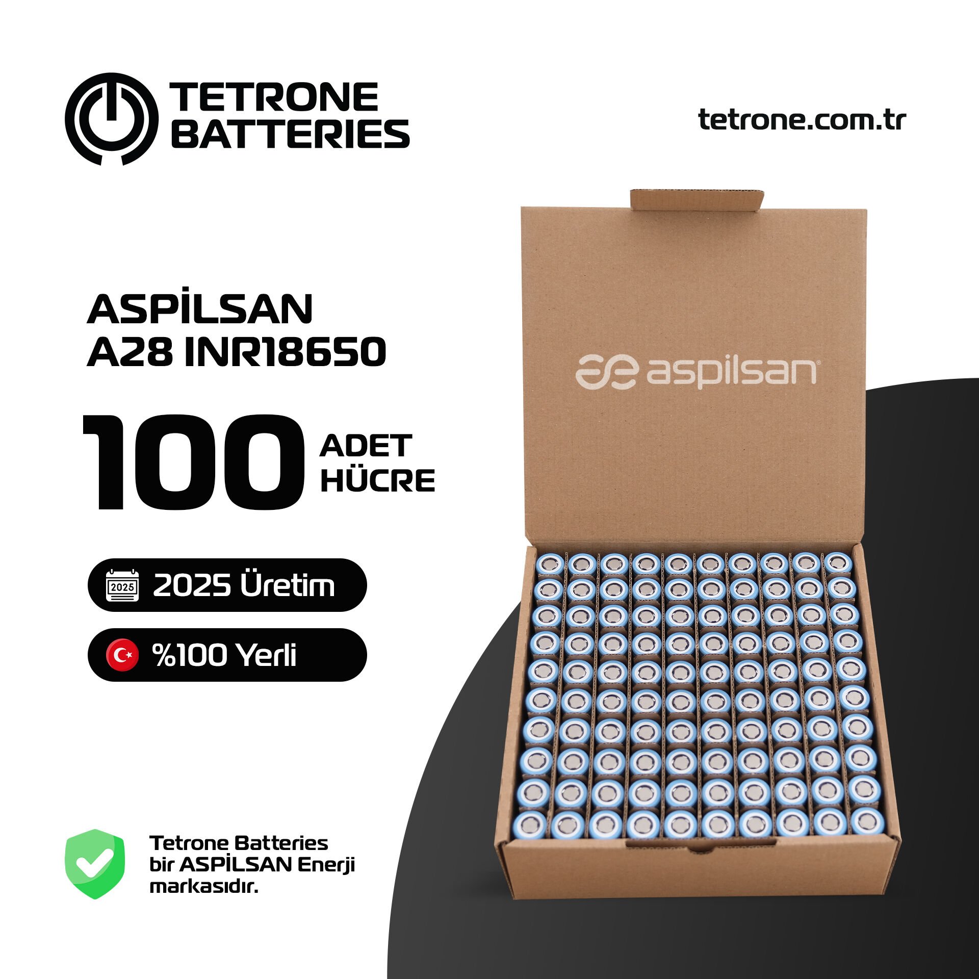 ASPİLSAN A28 3.65V 2800 mAh Lityum İyon Pil - 100 Adet